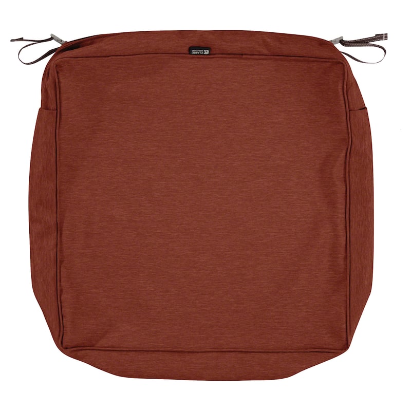 Montlake FadeSafe Square Patio Lounge Seat Cushion Slip Cover - 25"W x 25"D x 5"Thick - Heather Henna Red