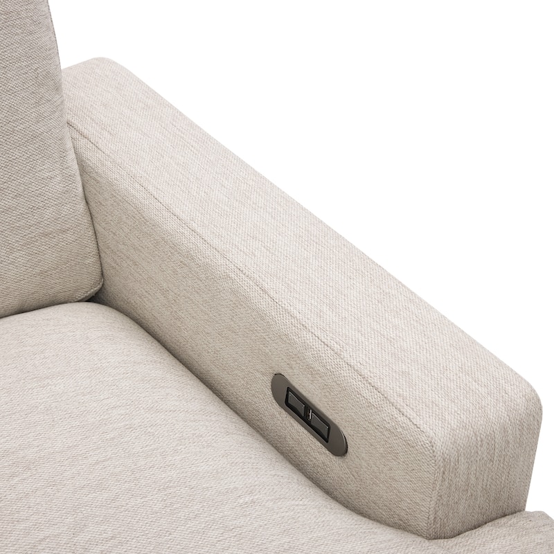 104" Linen Power Recliner Sectional 4-Seat Sofa with Storage, USB Ports and Cup Holders