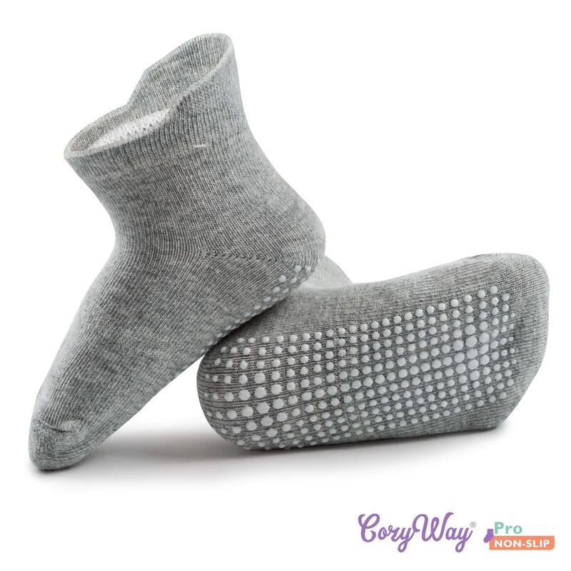 CozyWay Non-Slip Ankle Style Socks with Grippers, 12 Pack, Gray, 6-12 Months, Unisex