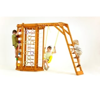 Hawthorn Outdoor Climber Playset | Monkey Bars, Swing & Octagon Climber for Kids - Natural