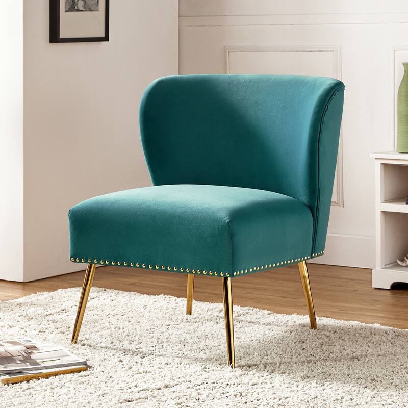 Celtia Modern Velvet Accent Side Chair with Nailhead Trim by HULALA HOME