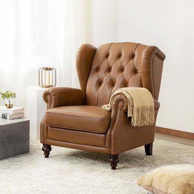 Alex Classic Leather Armchair with Nailhead Trim by HULALA HOME
