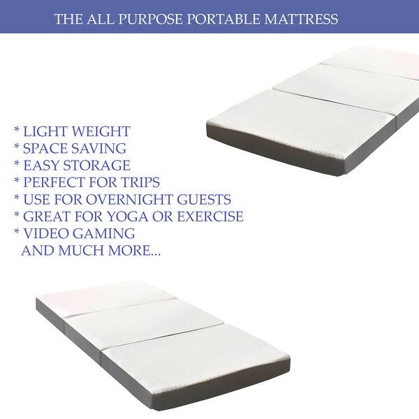 Shop Onetan Folding Mattress 3 Inch Memory Foam Portable Tri Fold Mattress With Ultra Soft Removable Cover Overstock 28436172
