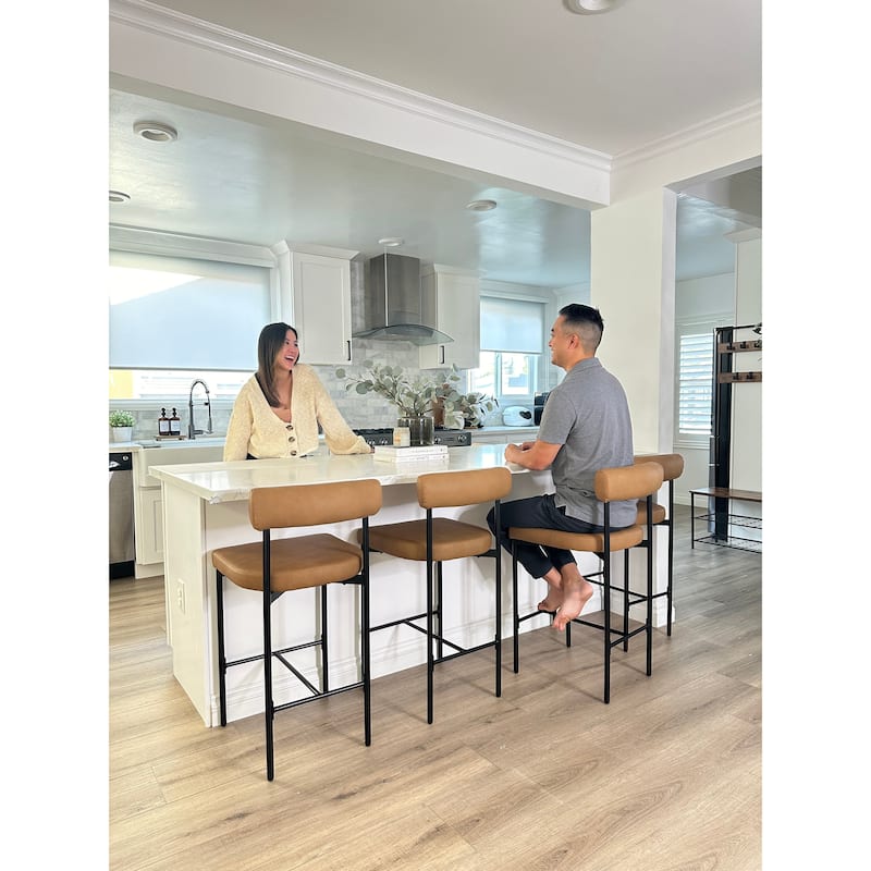 Nathan James Dahlia Counter Height Barstool or Dining Chair with Back and Upholstered Cushion