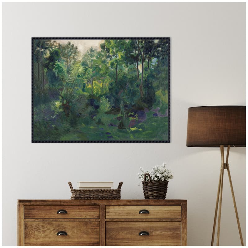Kate and Laurel Wooded Landscape 1900 Thorvald Erichsen by Nostalgia Prints Framed Canvas Wall Art Print