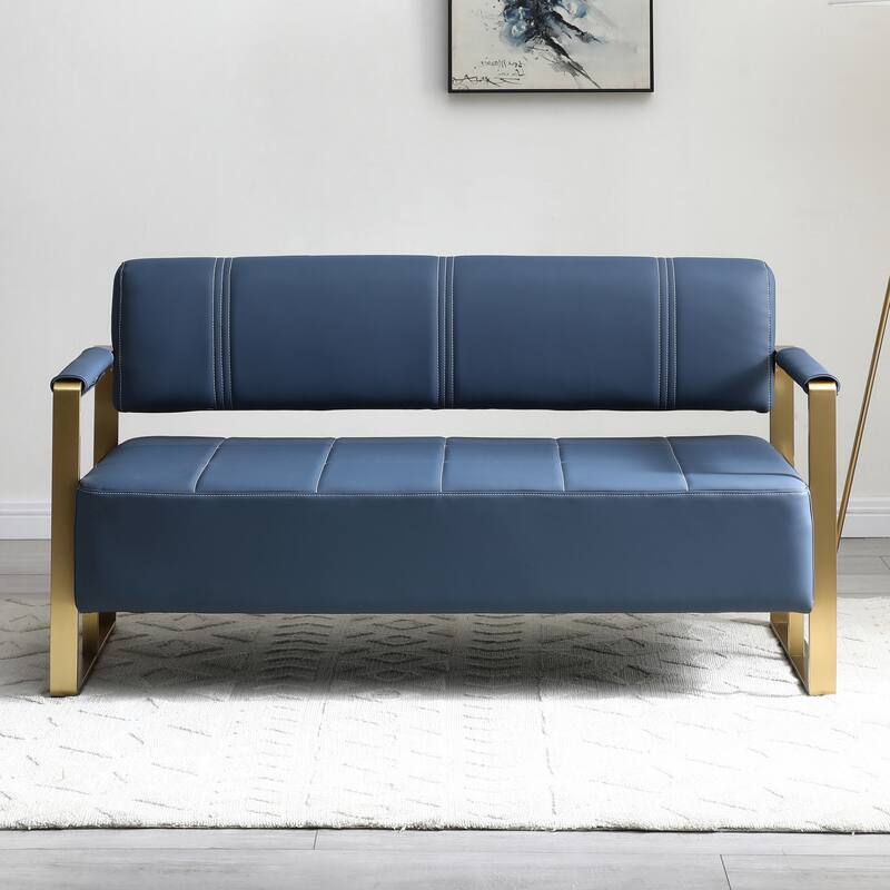 57.9" Width Upholstery Faux Bonded Leather Loveseat Sofa