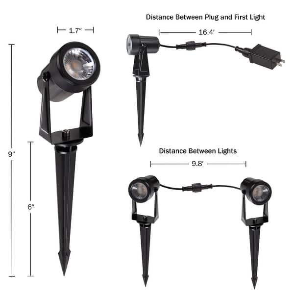 Pure Garden Corded LED Landscape Spotlights WeatherResistant Outdoor