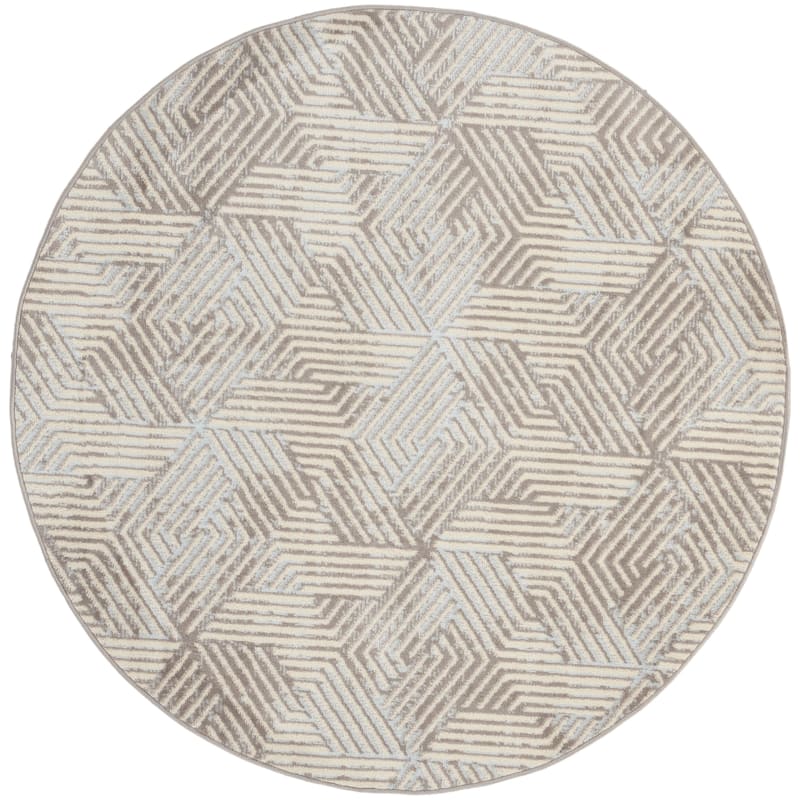Nourison Grafix Indoor Grey Geometric Area Rug - 4' x Round - Grey - Round
