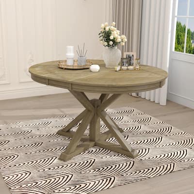 Retro Functional Extendable Dining Table with a 12" Leaf