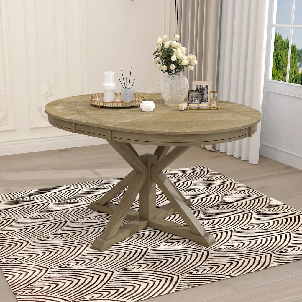 Retro Functional Extendable Dining Table with a 12" Leaf