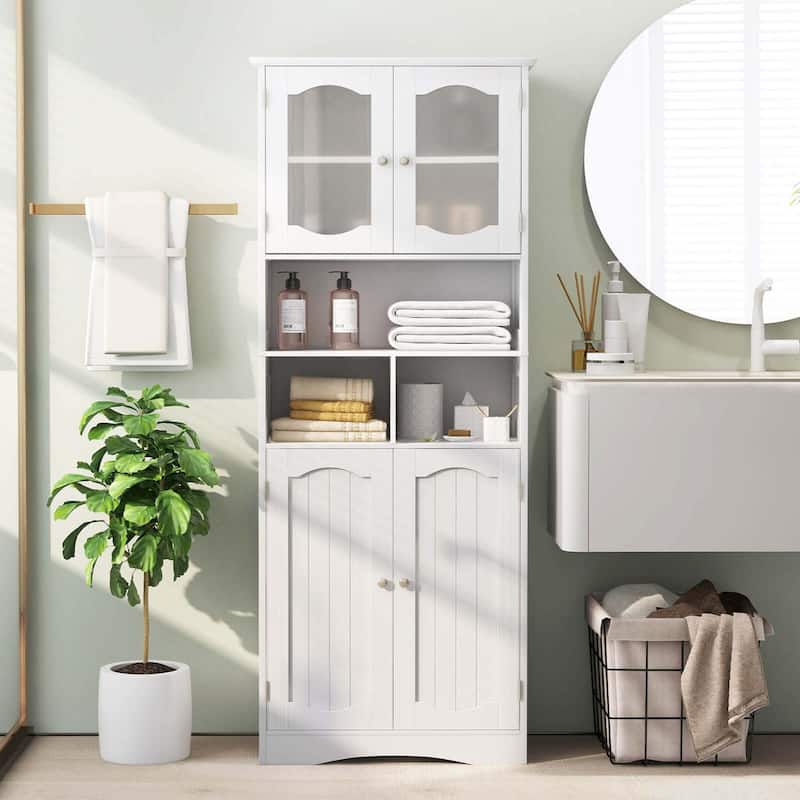 Costway 58.5" Tall Bathroom Storage Cabinet Freestanding Linen Cabinet - See Details