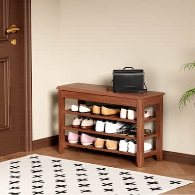 100% Solid Wood Front Door Shoe Rack - 550-Pound Load-Bearing Capacity, Ideal for Entrance, Corridor & Aisle.