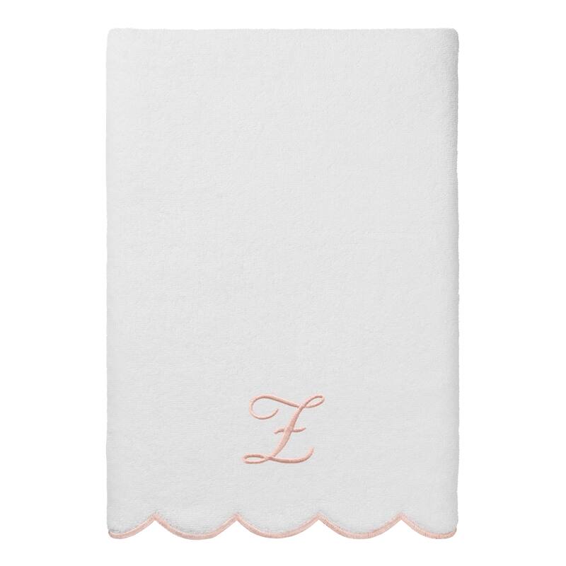 Authentic Hotel and Spa 100% Turkish Cotton Pink ADORNIA Scallop Personalized 3 Piece Towel Set - 3 Piece Set