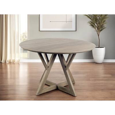 HomeRoots 48" Brown Rounded Solid Wood Pedestal Base Dining Table - 48.00 in. x 29.90 in. x 48.00 in.