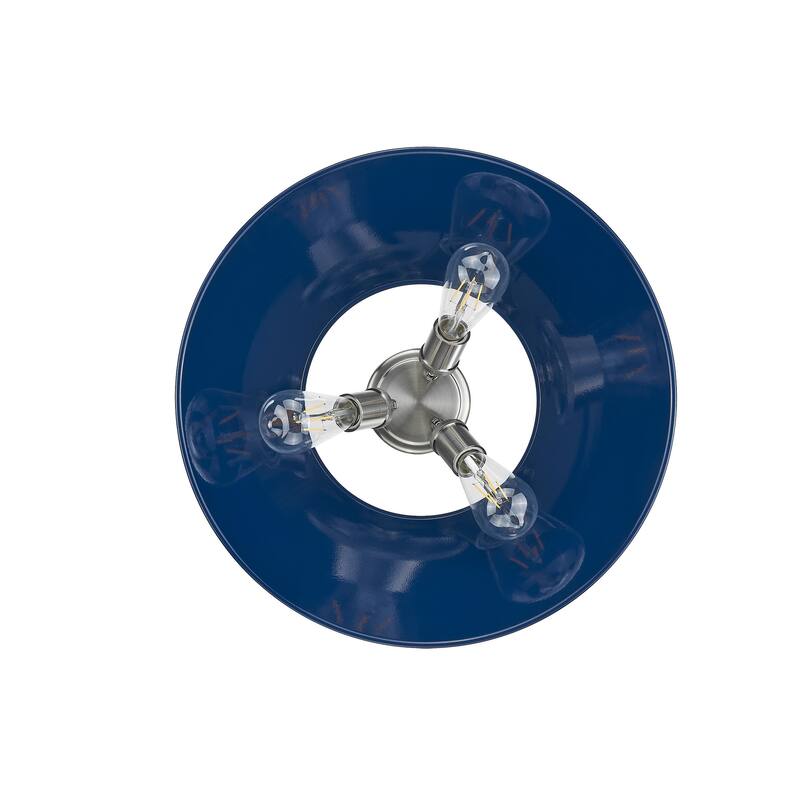 Yep by Golden Lighting Orwell 3-light Flush Mount in Pewter and Navy Blue shade - Silver