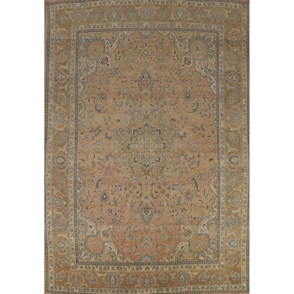 Vintage Mashad Persian Area Rug Hand-Knotted Wool Carpet - 9'6" x 13'3"