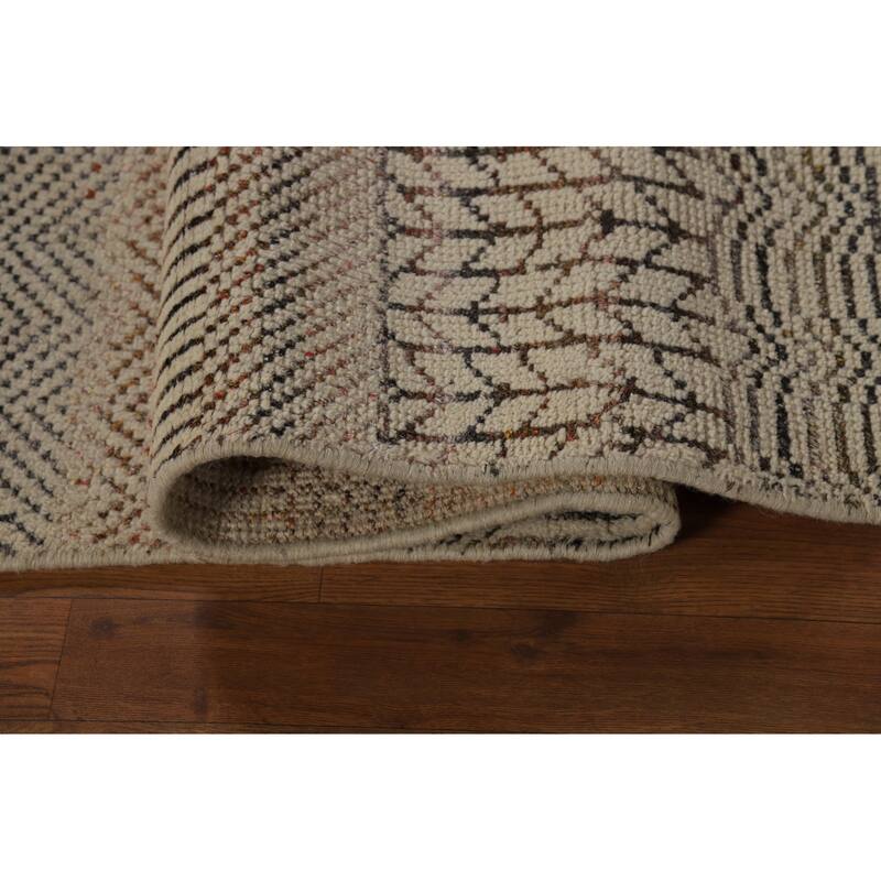 All-Over Geometric Moroccan Oriental Area Rug Handmade Wool Carpet - 4'10" x 7'11"