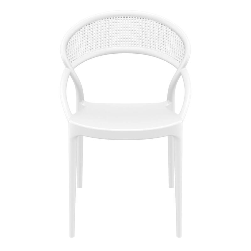 32.25" White Mesh Outdoor Patio Round Dining Chair