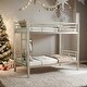 preview thumbnail 1 of 9, Twin Over Twin Metal Bunk Bed with Convertible Design and Guardrail,Kids Bed Design Black