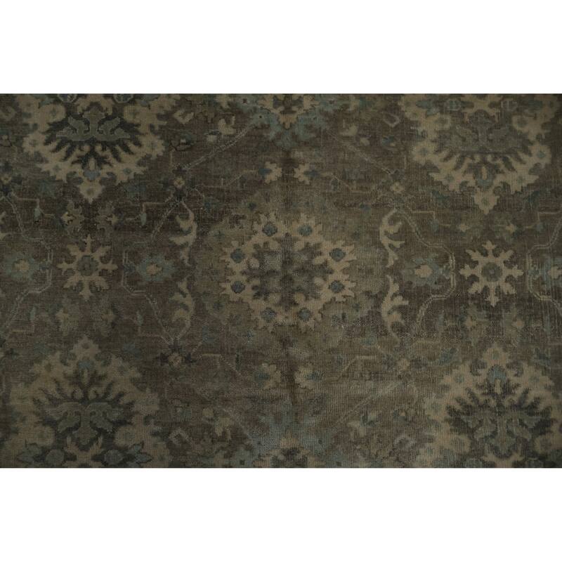 Hand Knotted Oriental 100% Wool Carpet Transitional Floral Greys & Charcoal Oushak Area Rug - 8' 7'' X 6' 0''
