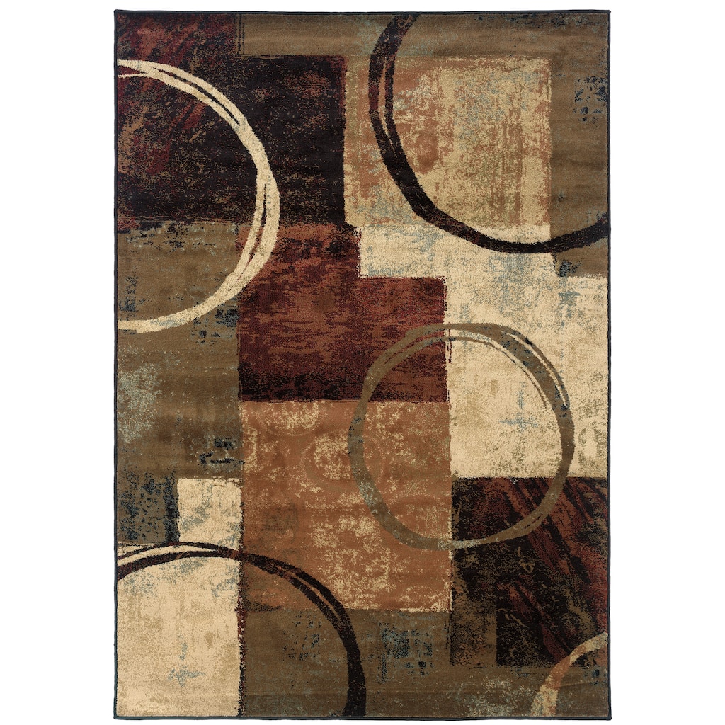 Fresnes Brown Black Abstract Contemporary Casual Area Rug