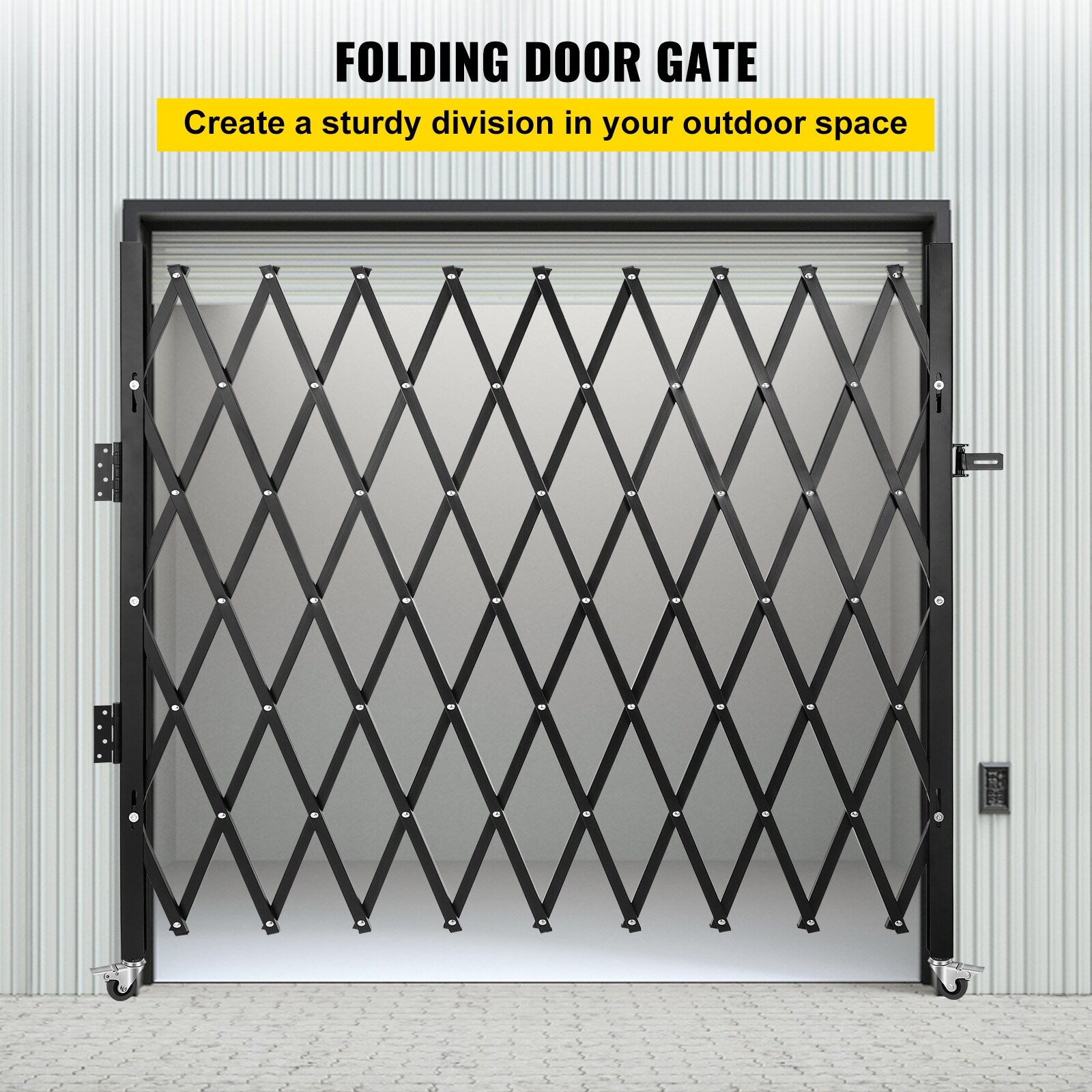 VEVOR Single Folding Security Gate 7.3 H x 7.8 W Folding Door Gate Steel Accordion Security Gate Flexible Expanding Security Gate 360