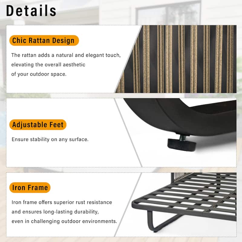 Outdoor 57" Rattan Daybed Sunbed with Retractable Canopy & Pillows