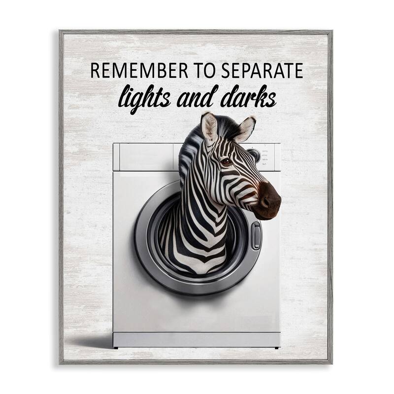Stupell Separate Lights & Darks Laundry Framed Giclee Art Design By Lettered and Lined - 11 x 14 - Grey
