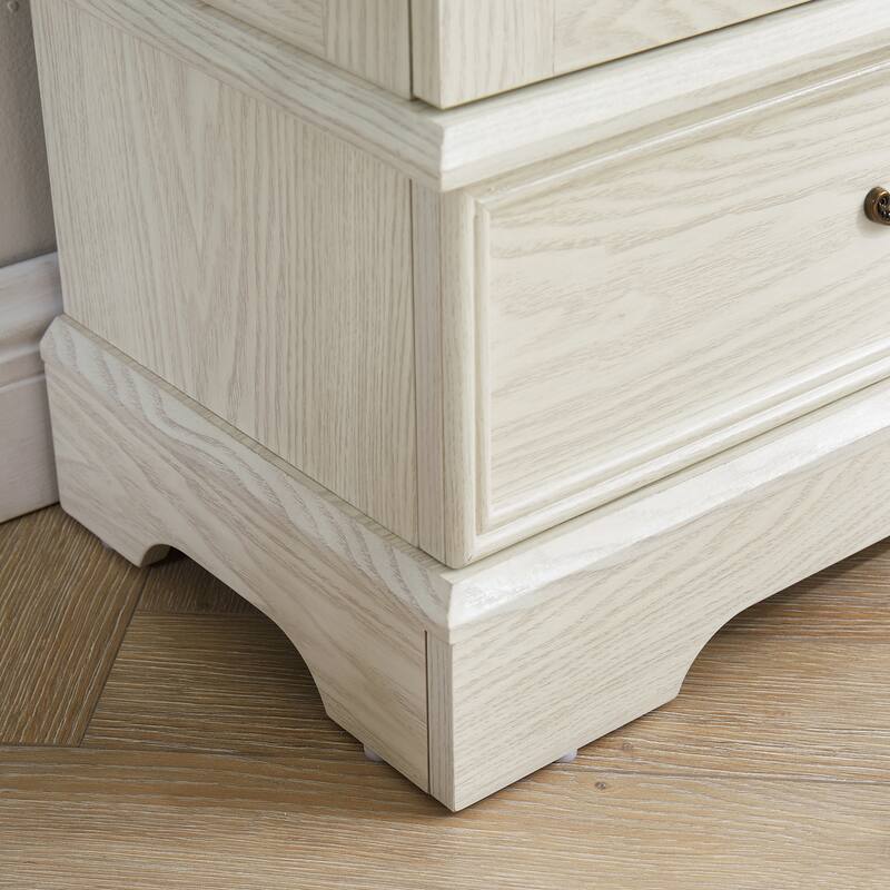 GDFStudio - Traditional Storage Lighted Curio Display Cabinet with Glass Doors and Drawer