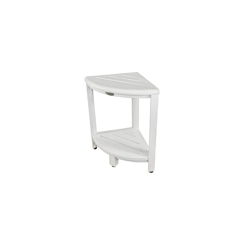 CoastalVogue Snazzy Corner Antique White Finish Teak Wood 2tier shower