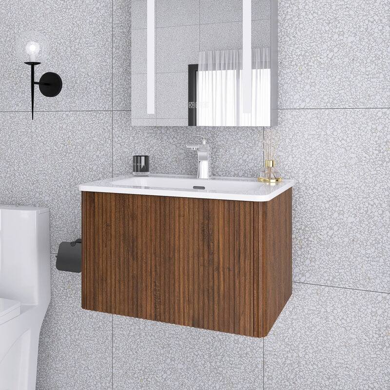 24 in./ 30 in. W Wall Mounted Bathroom Vanity with Integrated Ceramic Sink and Drawer