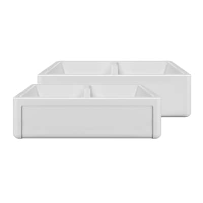 Whitehaus WHRPDB3618 Fireclay 36" Farmhouse Double Basin Fireclay