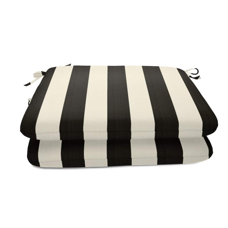 Sunbrella Stripe Fabric 2-Piece Indoor/Outdoor Seat Pad Cushion, 18"W x 18"L