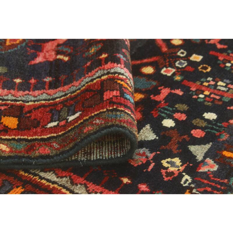 Fine Vintage Distressed Dillad Navy/Red Runner - 3'5" x 8'3"
