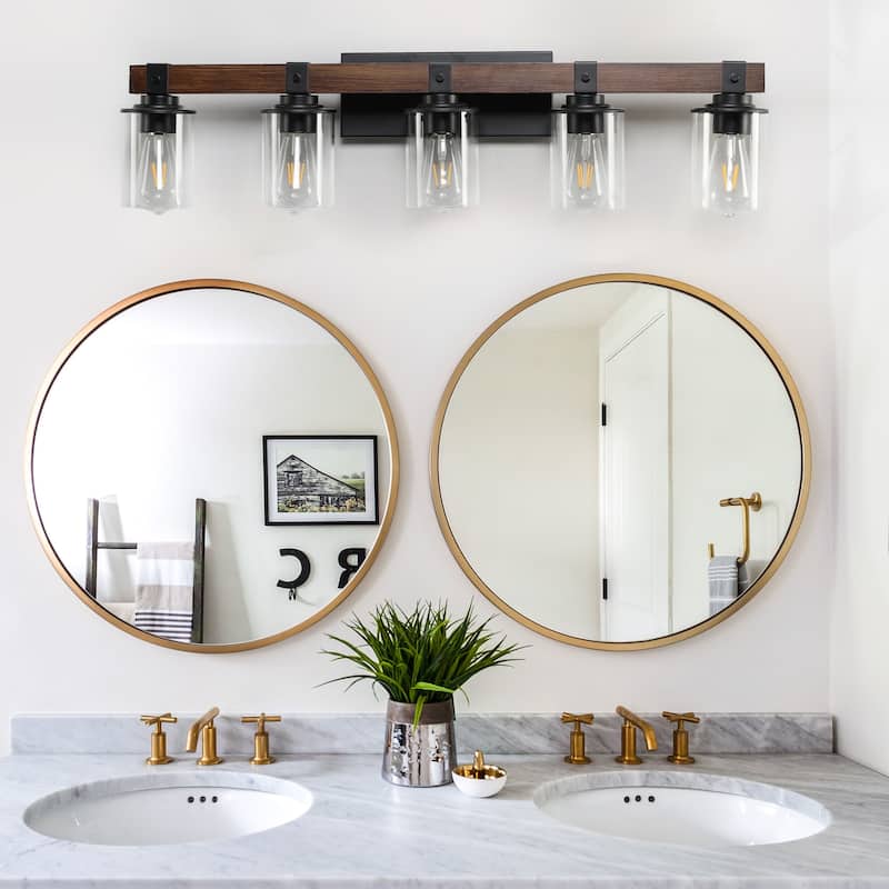 5Lights Farmhouse Vanity Lights Fixture Rustic Bathroom Light Fixture