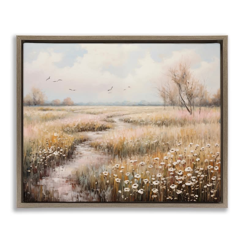 Stupell Wildflowers by Rural Path Framed Floater Canvas Wall Art Design By Arlington Prints - 31 x 25 - Brown
