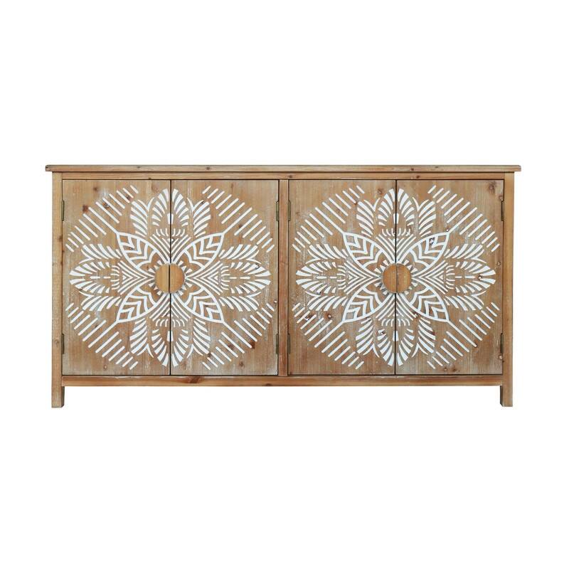 60" Wood Accent Cabinet with 4 Doors,Modern Buffet and Media Storage for Home or Office