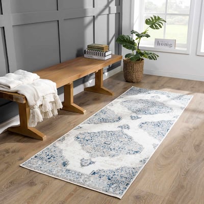Monaco Traditional Oriental Medallion Distressed Area Rug.