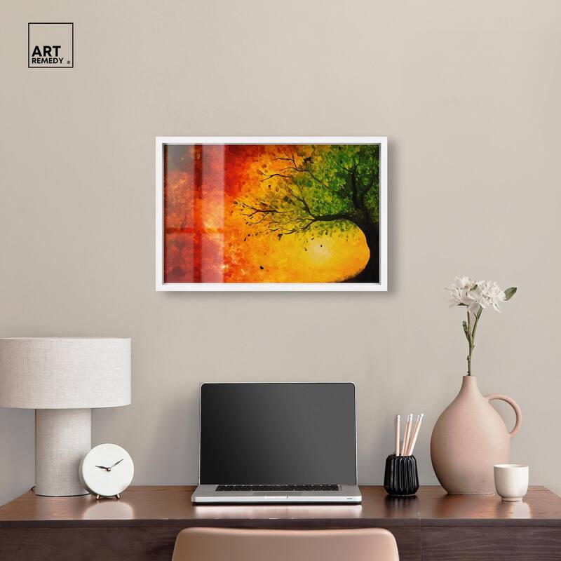 Fire and Ice Tree I Shadowbox by Art Remedy