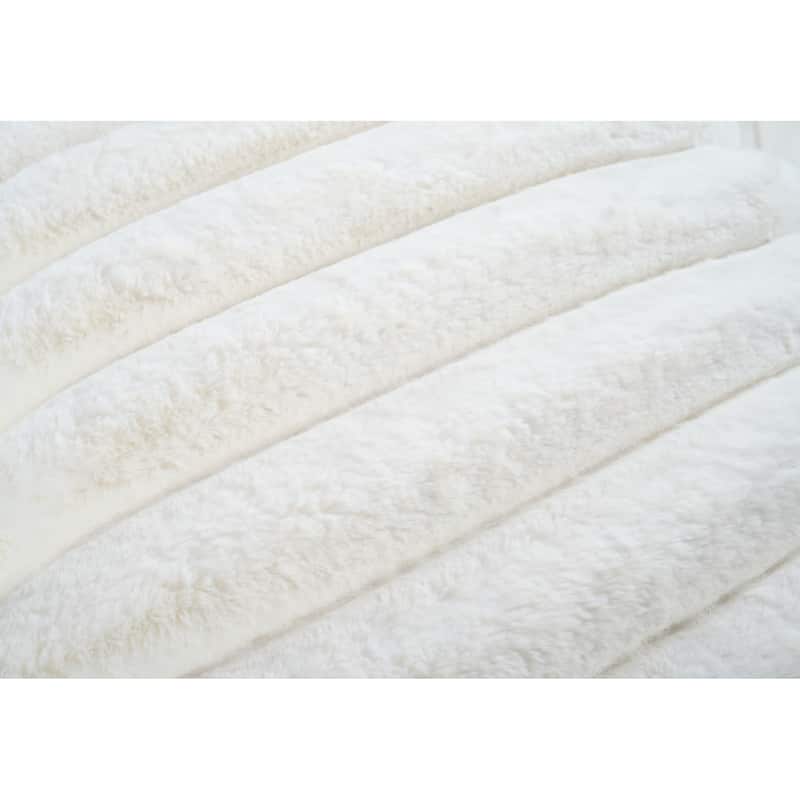 Madrid Collection Ultra Soft Ribbed Faux Fur Indoor Pouf