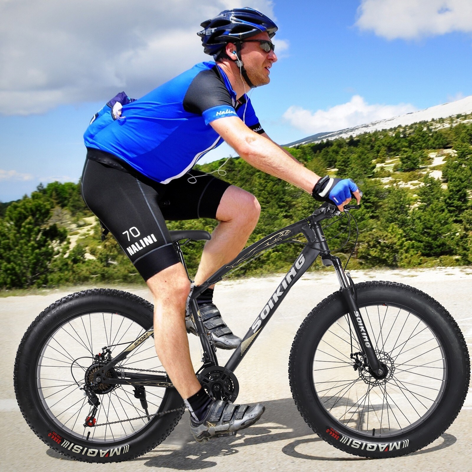 Fat Tire Mens Mountain Bike 17 Inch Medium High Tensile Frame