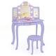 preview thumbnail 8 of 7, Purple Vanity Set with Tri-fold Lighted Mirror Detachable Top and Stool for Kids - 23.5" x 16" x 42"