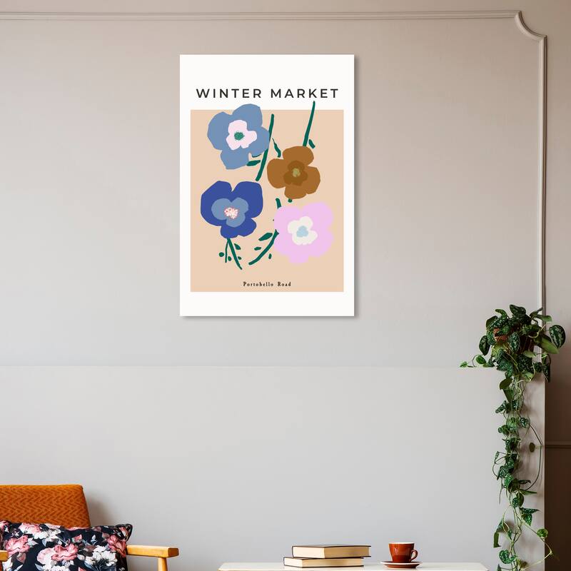 Wynwood Studio Canvas Floral and Botanical Winter Market Portobello Blue and Modern & Contemporary Wall Art Canvas Print - 30 x 20