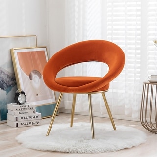 Orange Velvet Modern accent Chair With Gold Plated Legs - Bed Bath ...