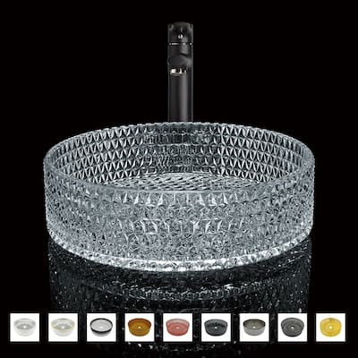 Scotch Round Basin Glass Crystal Bathroom Vessel Sink in Multiple Colors