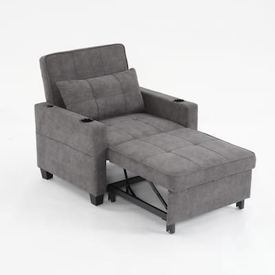 Dark Grey 68.12" Tech Clothr 3-in-1 Single Convertible Pull Out Sofa with USB Ports and Wear-resistantfor Living Room