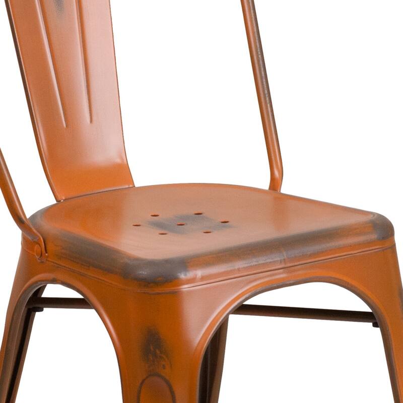Distressed Metal Indoor/ Outdoor Stackable Chair
