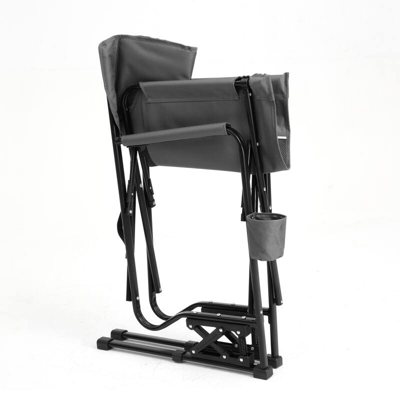 Outdoor Portable Folding Rocking Chair with Armrests and Drink Holder