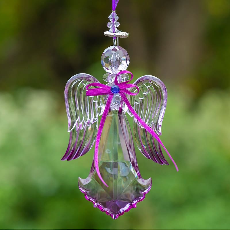 Hanging Purple Acrylic Angel Ornaments in 6 Assorted Style - 4x1x7.5