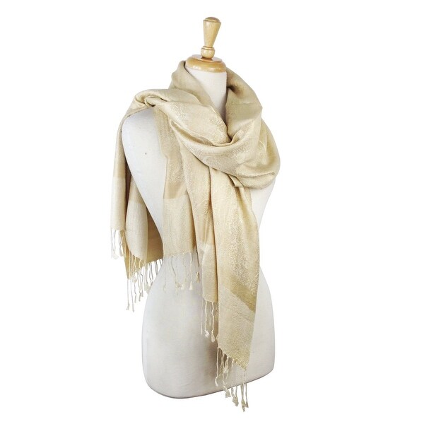 Paisley Jacquard Pashmina Shawl Wrap Scarf Stole - 28" width x 78" length with Fringes
